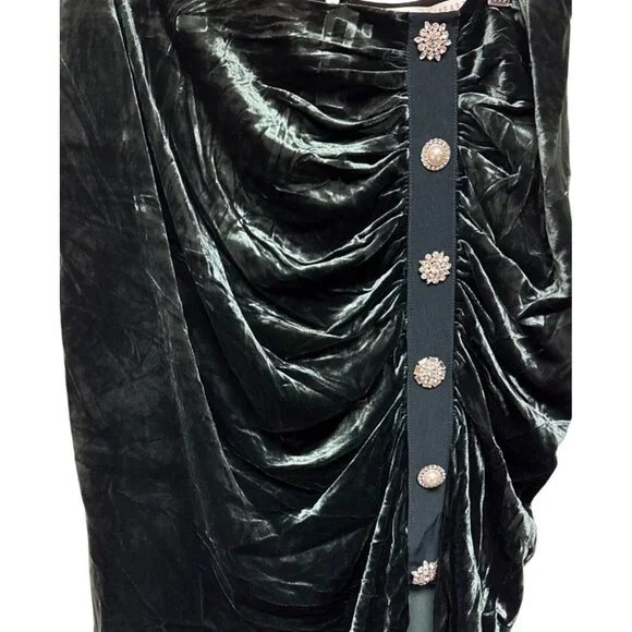 Veronica Beard Navita Emerald Green Velvet Skirt Size 16 Embellished Midi NWT - Picture 3 of 13